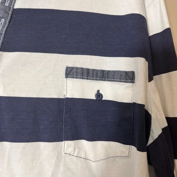 Angelo Latrice Casual Rugby Long Sleeve Navy‎ Striped Cotton Top XL Preppy Rugby - Picture 6 of 9
